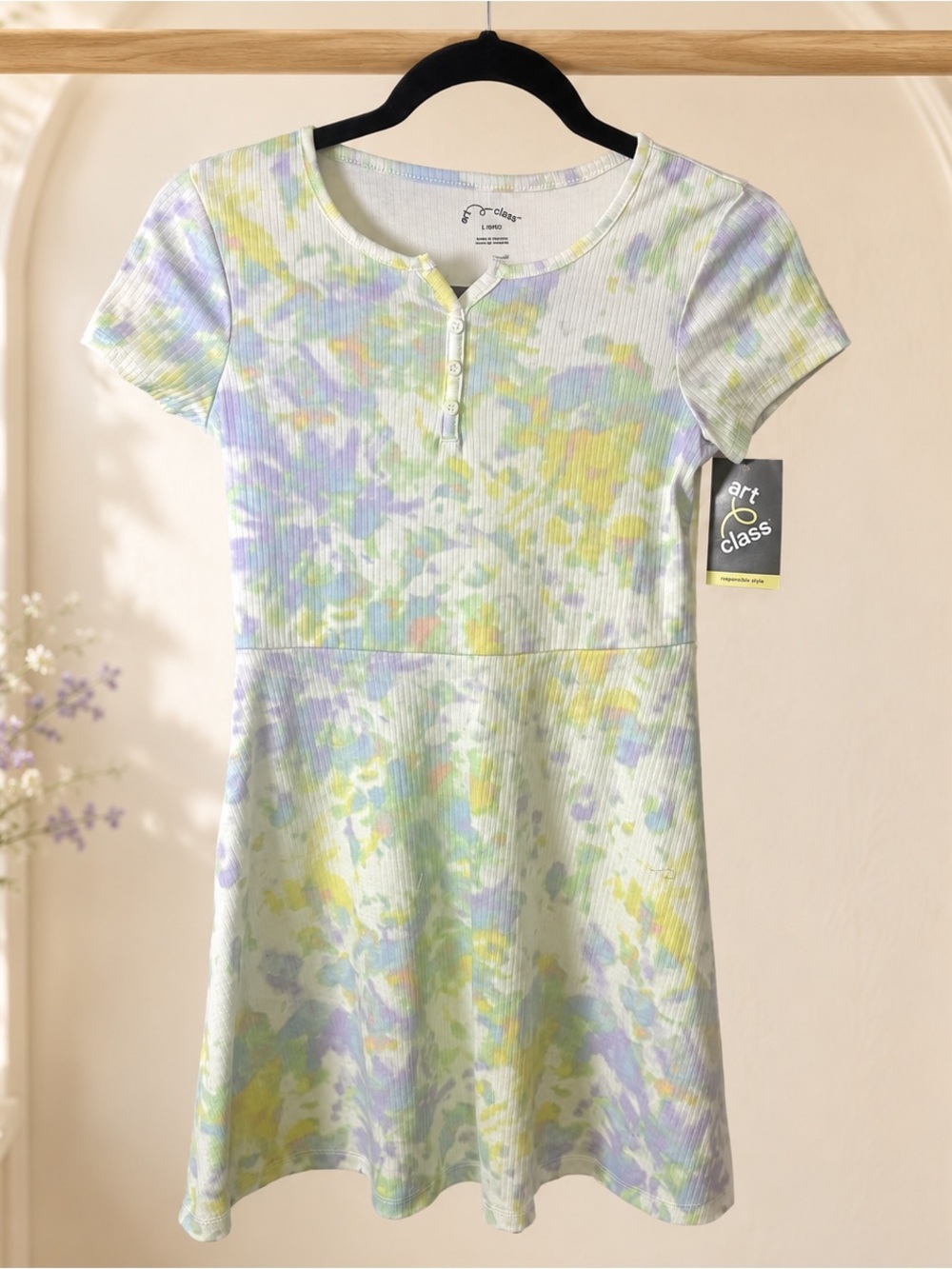 NWT Art Class Girls' Ribbed Colorful Tye Die Knit Dress Size 10/12